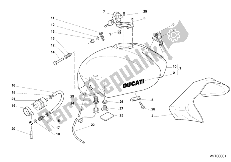 Alle onderdelen voor de Brandstoftank My00 van de Ducati Monster 400 2001