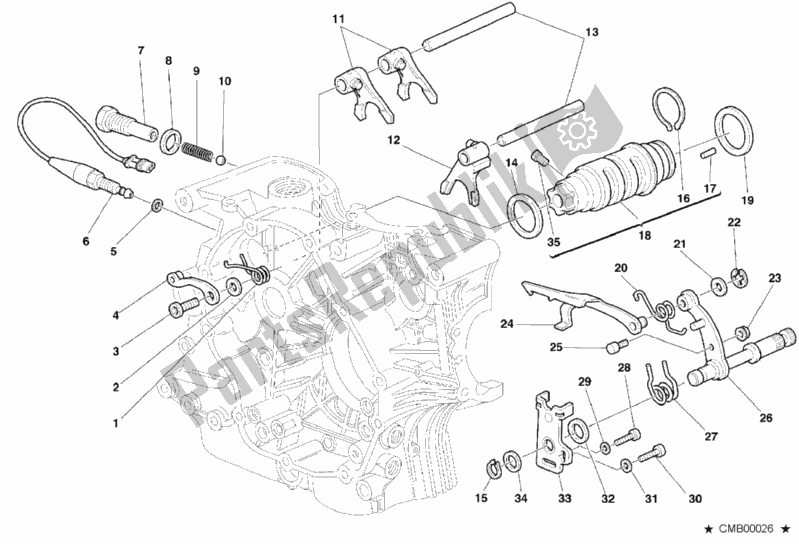 Alle onderdelen voor de Schakelmechanisme van de Ducati Monster 400 2001
