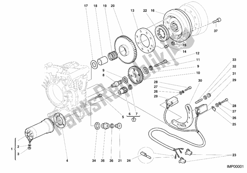 Tutte le parti per il Generatore - Motore Di Avviamento del Ducati Monster 400 2001