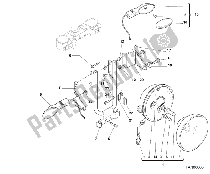 Alle onderdelen voor de Koplamp van de Ducati Monster 400 2001