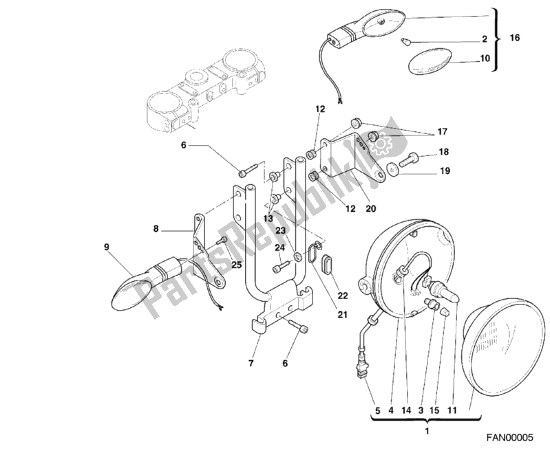 Alle onderdelen voor de Koplamp van de Ducati Monster 400 2001