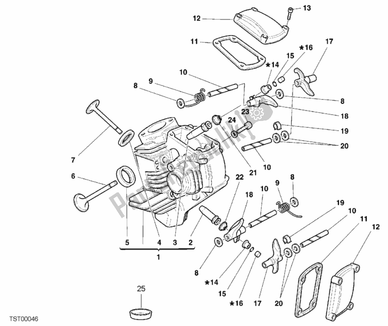 Alle onderdelen voor de Horizontale Cilinderkop van de Ducati Monster 400 2001