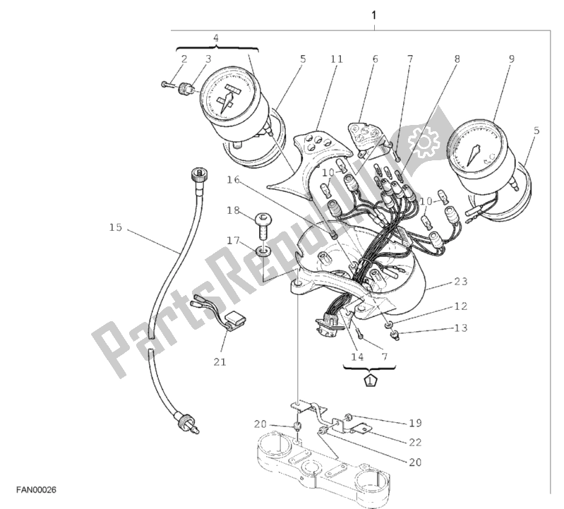 Toutes les pièces pour le Mètre My01 du Ducati Monster 400 2001