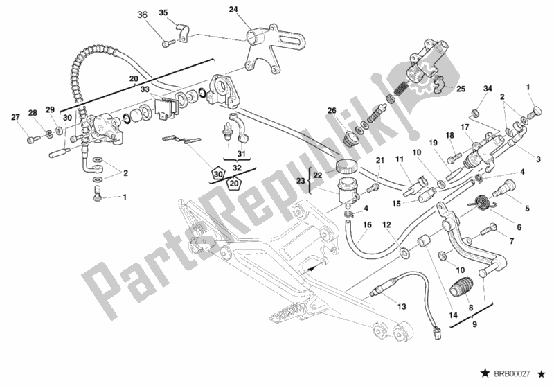 All parts for the Rear Brake System of the Ducati Monster 400 2001