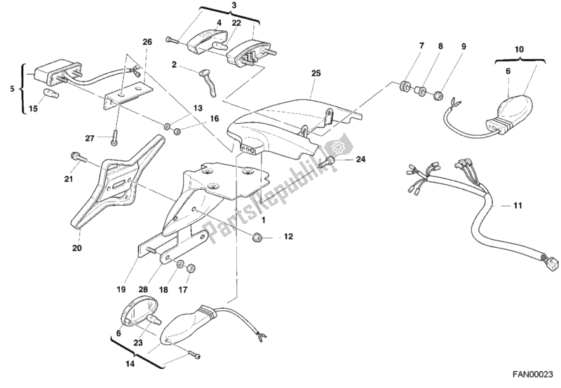 Tutte le parti per il Fanale Posteriore del Ducati Monster 400 2001