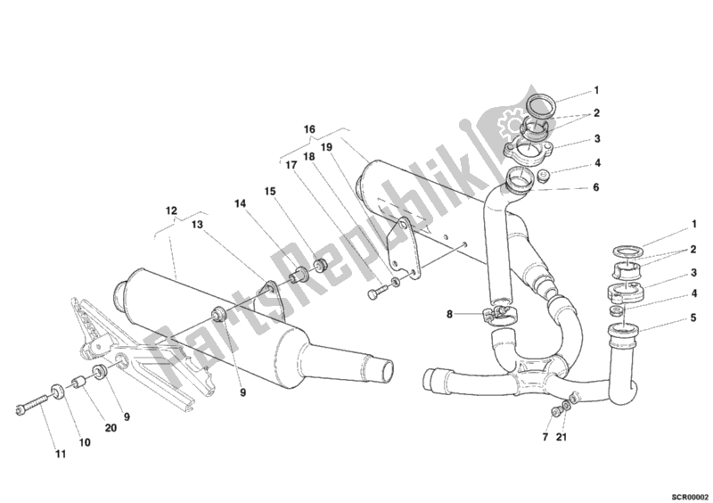 Todas as partes de Sistema De Exaustão do Ducati Monster 400 2002