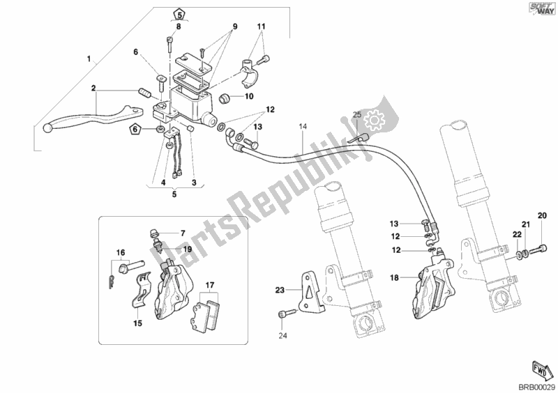 Todas las partes para Sistema De Freno Delantero de Ducati Monster 400 2002