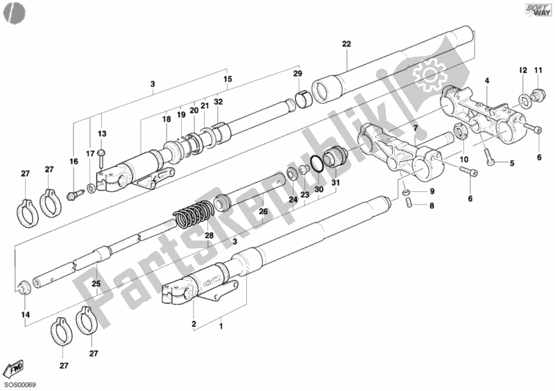 Tutte le parti per il Forcella Anteriore del Ducati Monster 400 2002