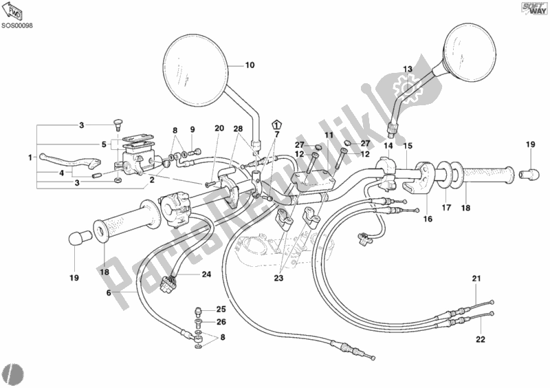 Todas as partes de Guidão do Ducati Monster 400 2002