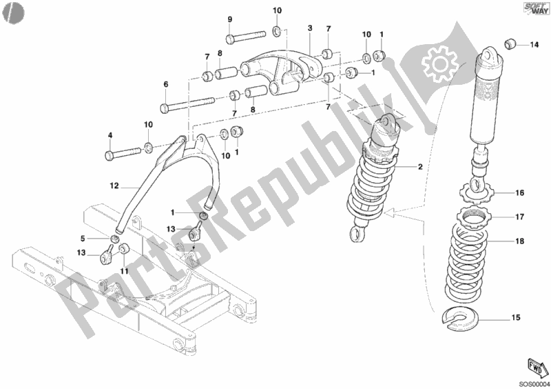 Tutte le parti per il Ammortizzatore Posteriore del Ducati Monster 400 2002