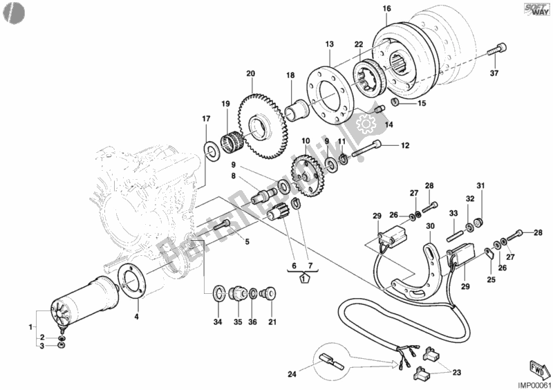 Tutte le parti per il Motore Di Avviamento del Ducati Monster 400 2002