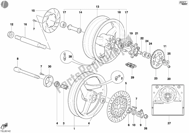 All parts for the Wheels of the Ducati Monster 400 2002
