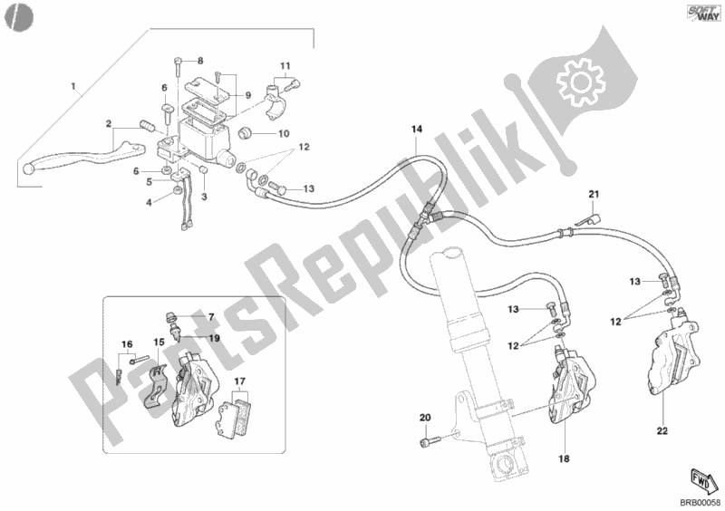 Tutte le parti per il Sistema Frenante Anteriore del Ducati Monster 400 2003