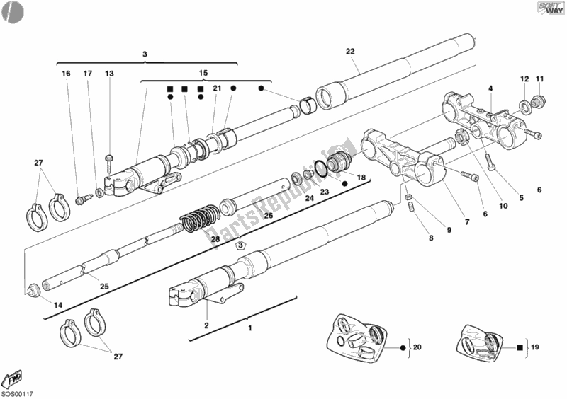 Todas las partes para Tenedor Frontal de Ducati Monster 400 2003