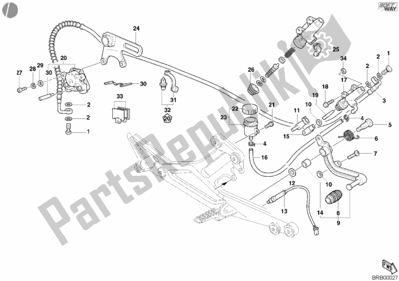 Alle onderdelen voor de Achter Remsysteem van de Ducati Monster 400 2003
