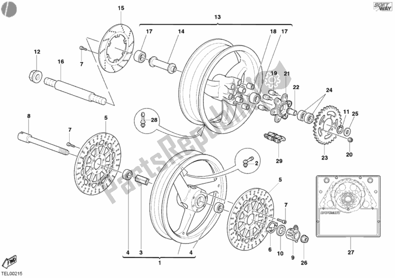 Todas las partes para Ruedas de Ducati Monster 400 2003