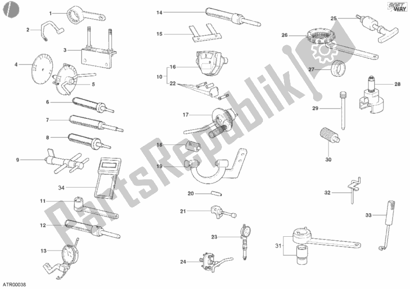 Alle onderdelen voor de Werkplaatsgereedschap, Motor van de Ducati Monster 400 2003