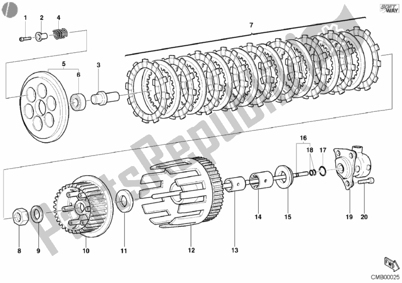 All parts for the Clutch of the Ducati Monster 400 2004