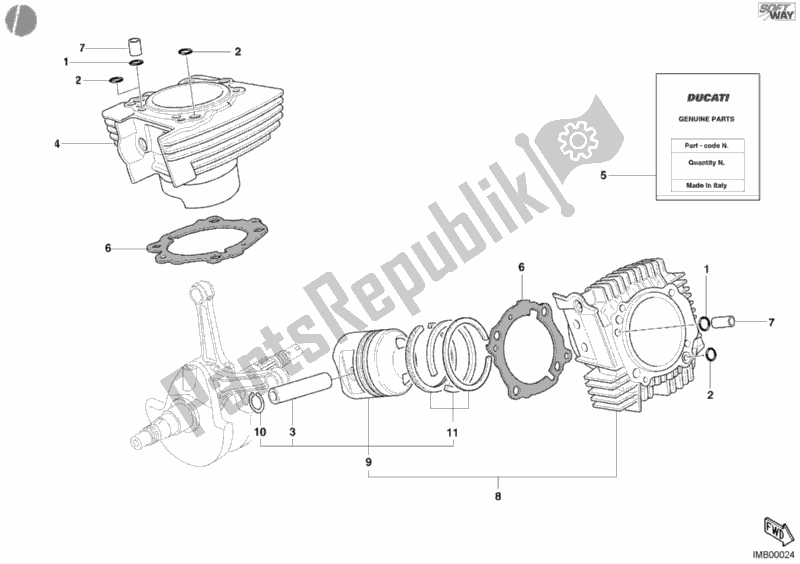 Todas las partes para Cilindro - Pistón de Ducati Monster 400 2004