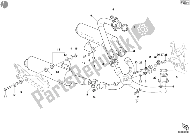 Tutte le parti per il Impianto Di Scarico del Ducati Monster 400 2004