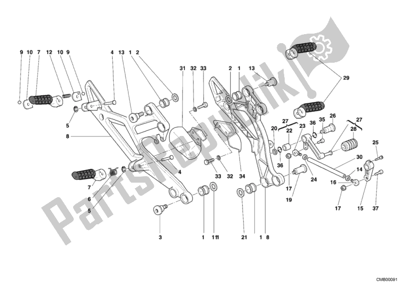 Todas las partes para Reposapiés de Ducati Monster 400 2004