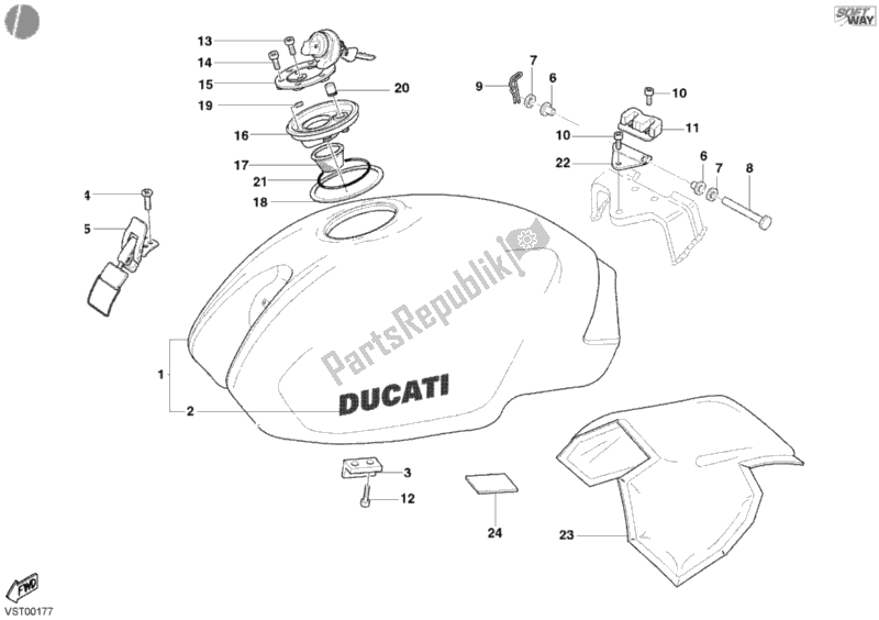Todas las partes para Depósito De Combustible de Ducati Monster 400 2004