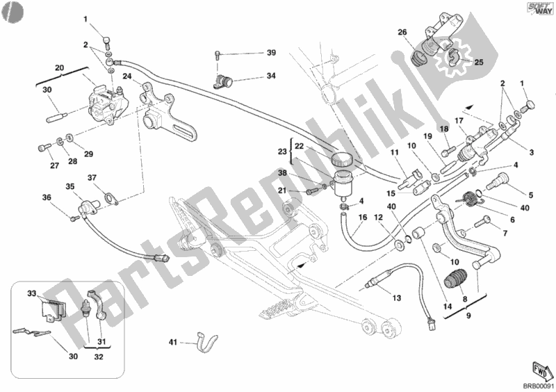 Tutte le parti per il Sistema Frenante Posteriore del Ducati Monster 400 2004