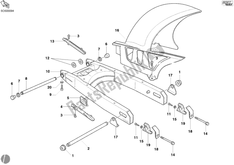 Todas las partes para Brazo Oscilante de Ducati Monster 400 2004