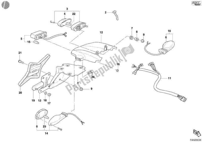 Tutte le parti per il Fanale Posteriore del Ducati Monster 400 2004