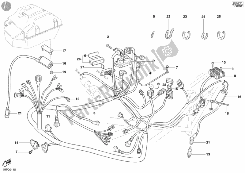 Tutte le parti per il Cablaggio Elettrico del Ducati Monster 400 2004