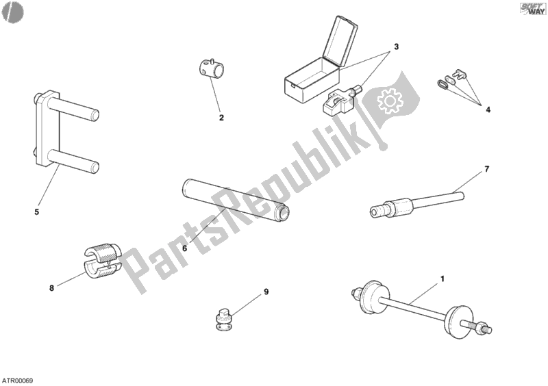 Alle onderdelen voor de Werkplaats Service Tools, Frame van de Ducati Monster 400 2004