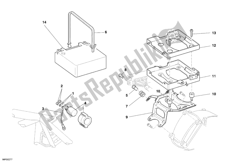 Tutte le parti per il Batteria del Ducati Monster 400 2005