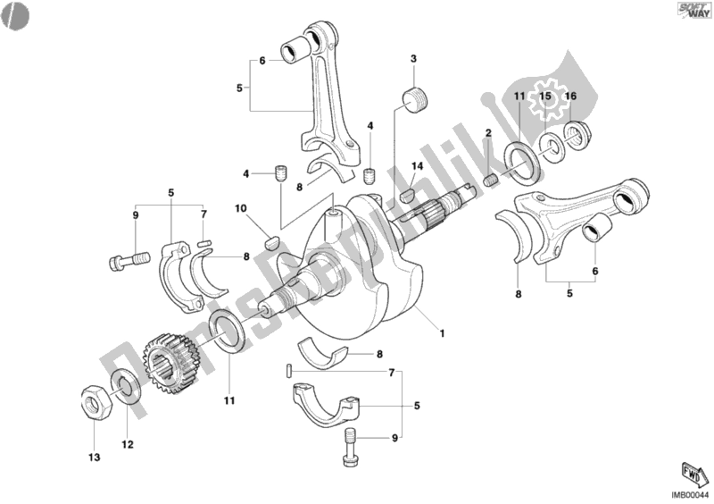 Tutte le parti per il Albero A Gomiti del Ducati Monster 400 2005