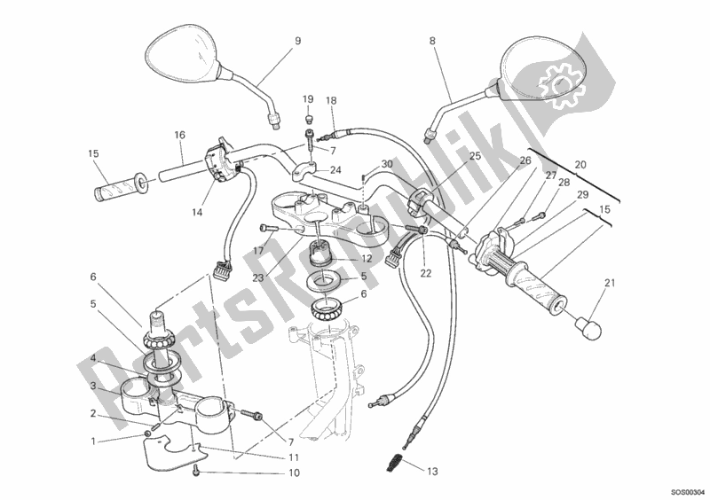 Tutte le parti per il Manubrio del Ducati Monster 400 2005