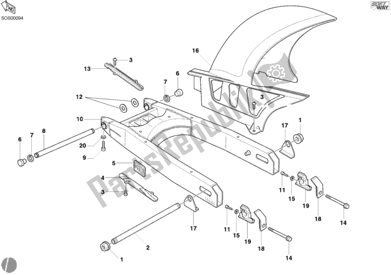 Todas las partes para Brazo Oscilante de Ducati Monster 400 2005