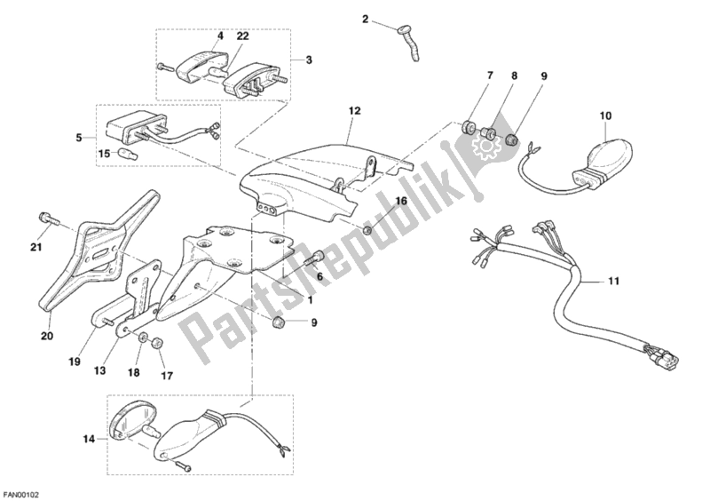 Tutte le parti per il Fanale Posteriore del Ducati Monster 400 2005