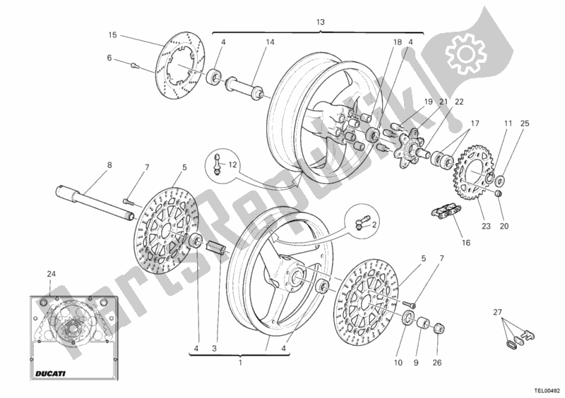 Todas as partes de Rodas do Ducati Monster 400 2005