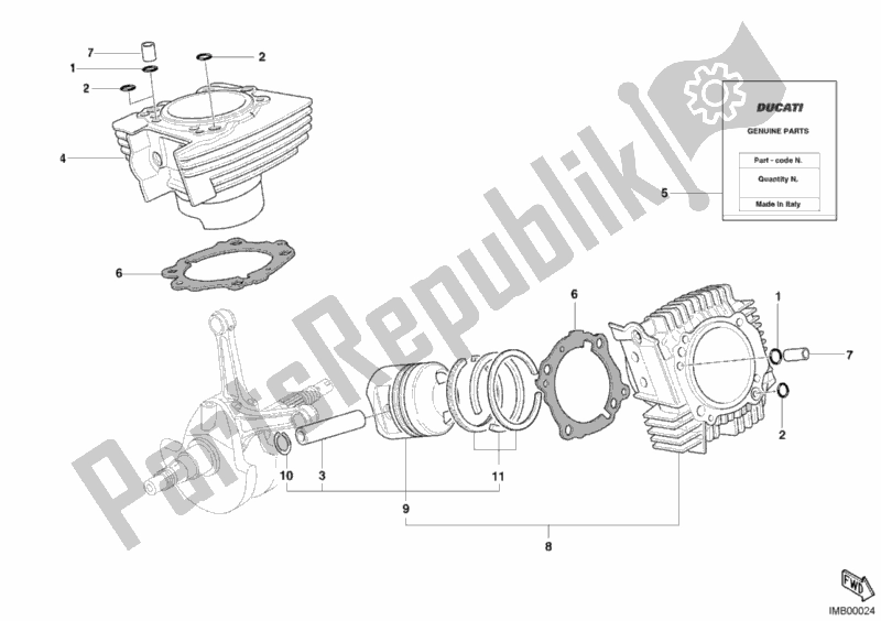 Alle onderdelen voor de Cilinder - Zuiger van de Ducati Monster 400 2006