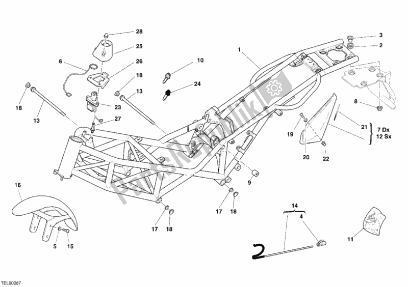 Tutte le parti per il Telaio del Ducati Monster 400 2006