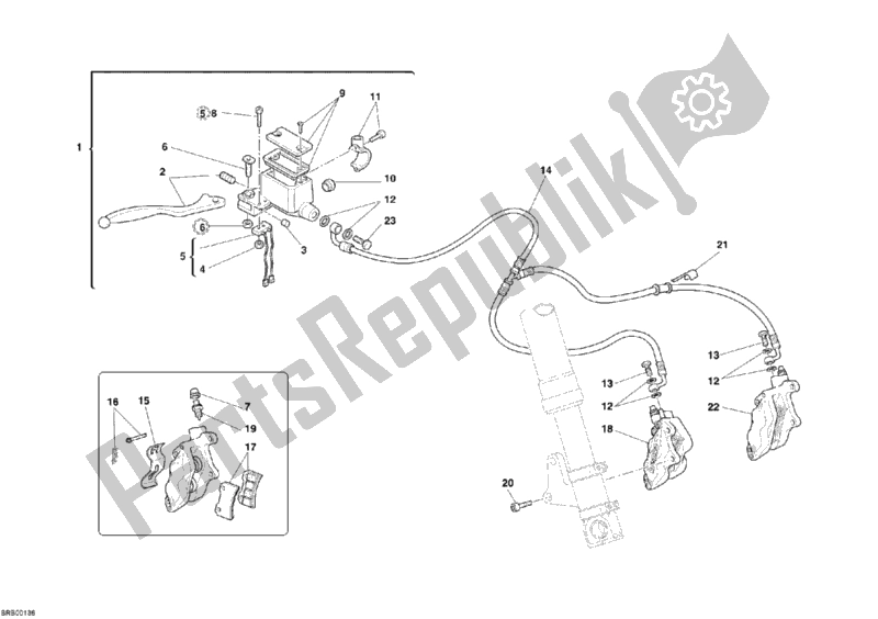 Alle onderdelen voor de Voorremsysteem van de Ducati Monster 400 2006