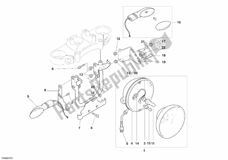 Todas las partes para Faro de Ducati Monster 400 2006