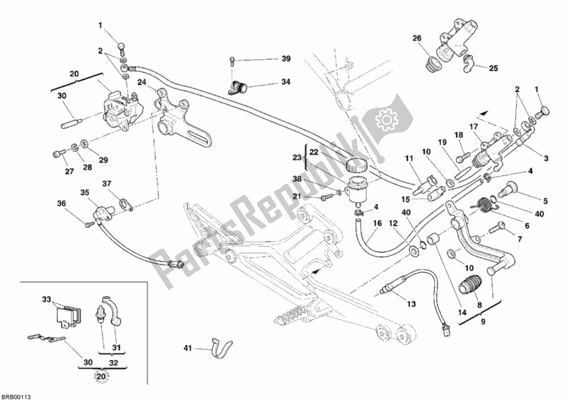 Tutte le parti per il Sistema Frenante Posteriore del Ducati Monster 400 2006