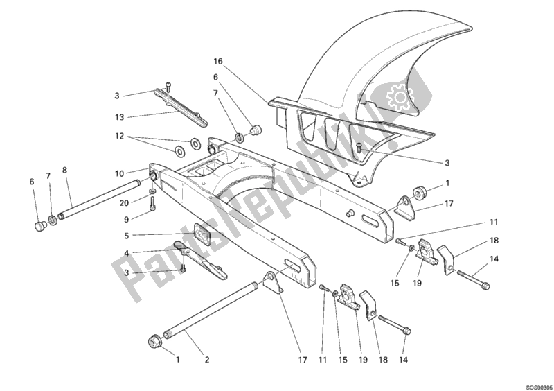 Tutte le parti per il Forcellone del Ducati Monster 400 2006