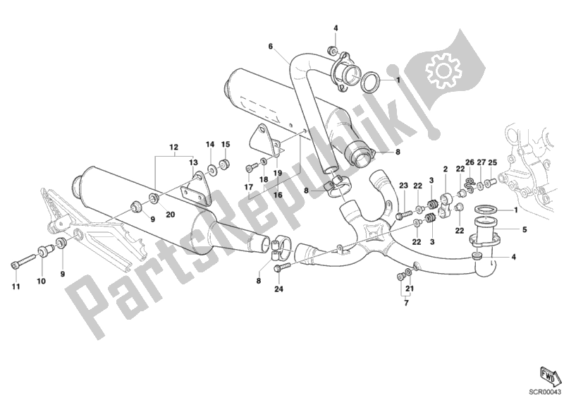All parts for the Exhaust System of the Ducati Monster 400 2007