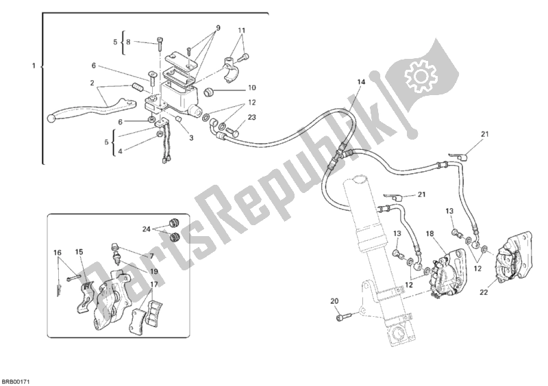 All parts for the Front Brake System of the Ducati Monster 400 2007