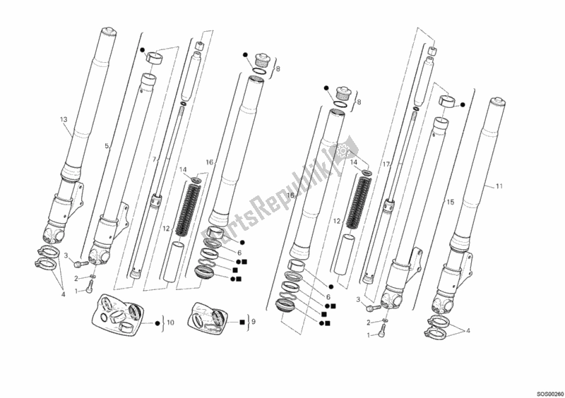 Todas las partes para Tenedor Frontal de Ducati Monster 400 2007