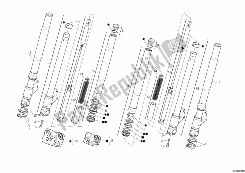 Tutte le parti per il Forcella Anteriore del Ducati Monster 400 2008