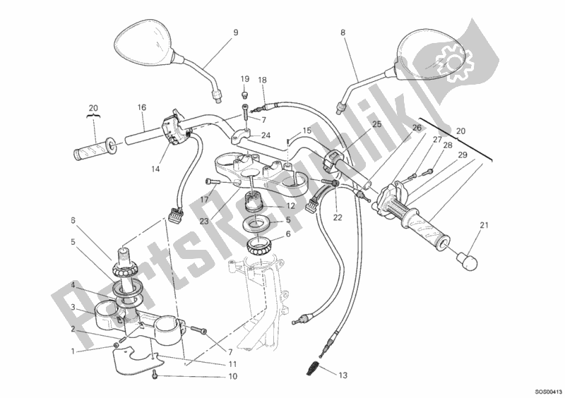 Toutes les pièces pour le Guidon du Ducati Monster 400 2008