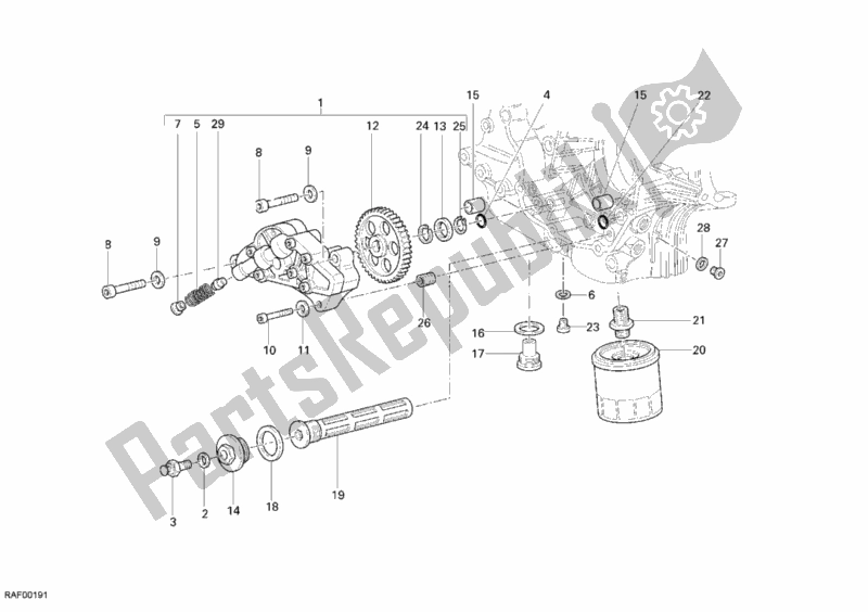 Alle onderdelen voor de Oliepomp - Filter van de Ducati Monster 400 2008