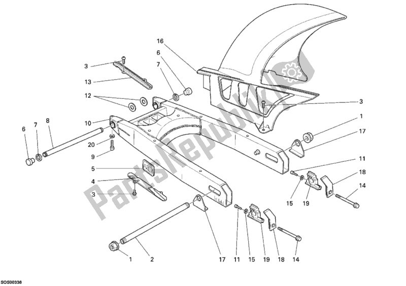 Tutte le parti per il Forcellone del Ducati Monster 400 2008